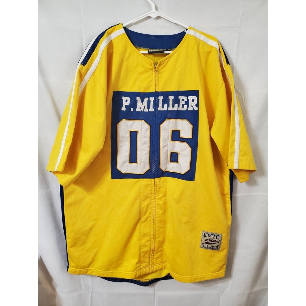 P. Miller Authentic Collection Jersey Yellow #6 Zip Up Size XL Short Sleeve